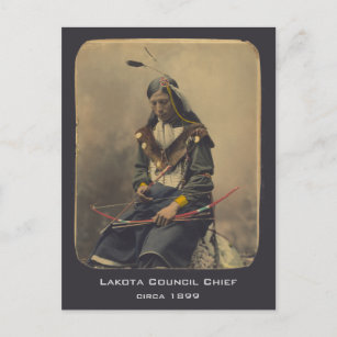 Vintage Photo Native American Lakota Indian Chief Postcard