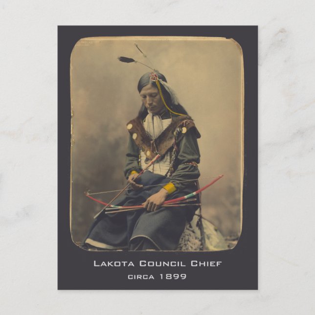 Vintage Photo Native American Lakota Indian Chief Postcard (Front)