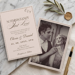Vintage Photo Nothing Fancy Just Love Wedding Invitation