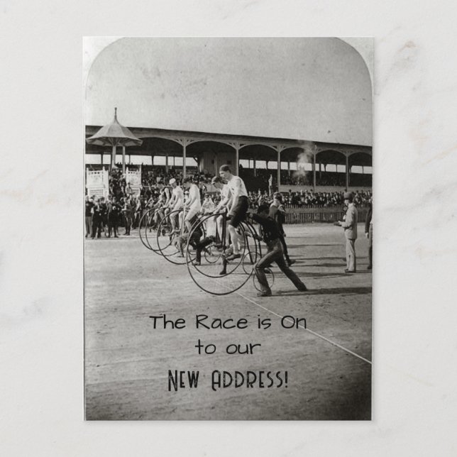 Vintage Photo of Bicycle Race New Address          Postcard (Front)