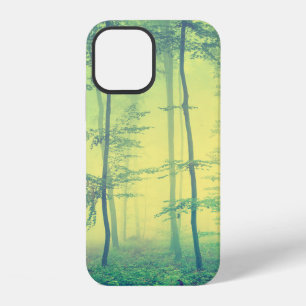Vintage photo of foggy spring forest. iPhone 12 case