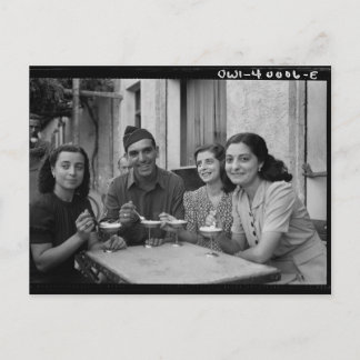 Vintage photo of people eating ice cream postcard