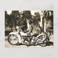 vintage photo of police officer on motorcycle puma