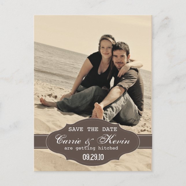 Vintage Photo Save the Date Card Template (Front)