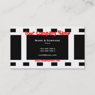Vintage photo strip black white red business card