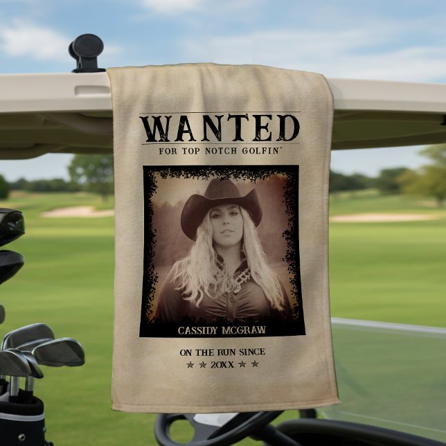 Vintage Photo Wanted Poster Funny Golf Towel (Creator Uploaded)