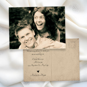 Vintage photo wedding postcard