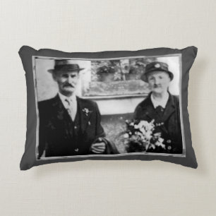 Vintage photo with the grandparents decorative cushion