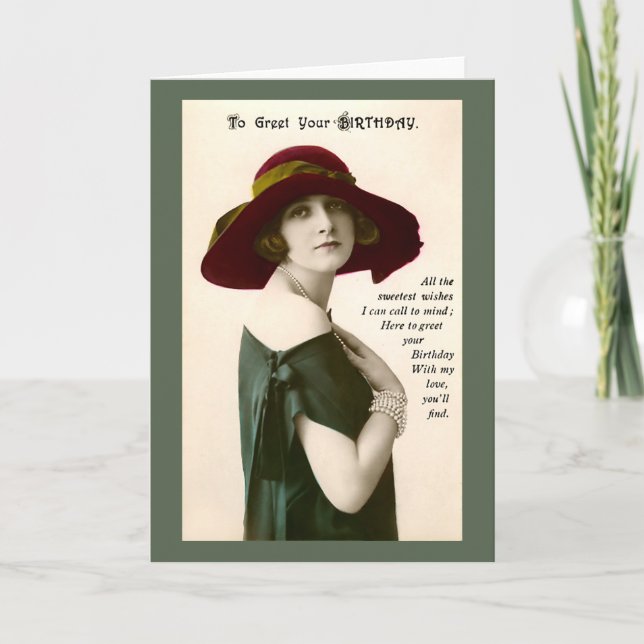 Vintage Photo Woman To Greet Your Birthday Card (Front)