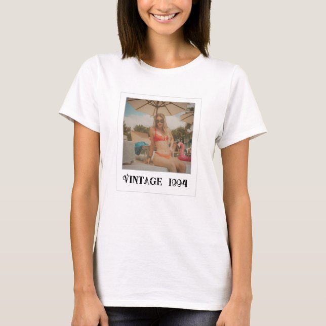 Vintage Photo & Year Nostalgic Birthday T-Shirt (Front)