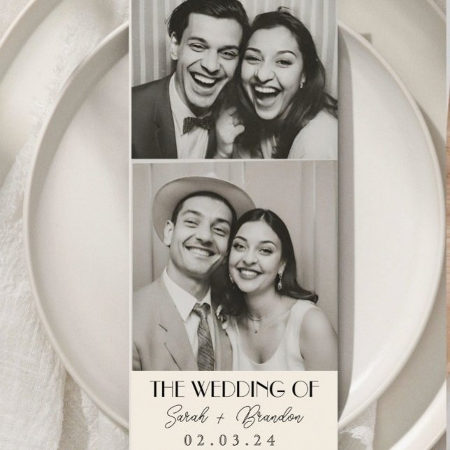 Vintage Photobooth Typography Qrcode Wedding Invitation (Creator Uploaded)