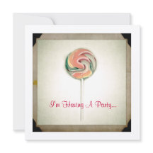 VINTAGE PHOTOGRAPH LOLLIPOP PARTY INVITATION