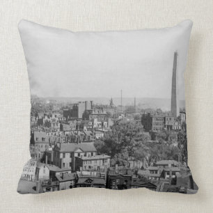Vintage Photograph of Charlestown Massachusetts Cushion
