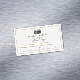 Vintage Photographer Luxury Gold Camera Magnetic Business Card