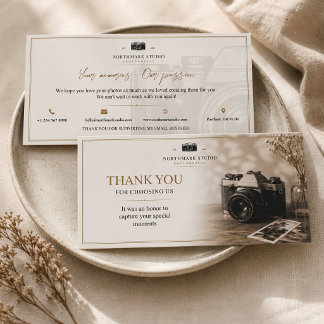 Vintage Photography Branding | Elegant Studio Thank You Card