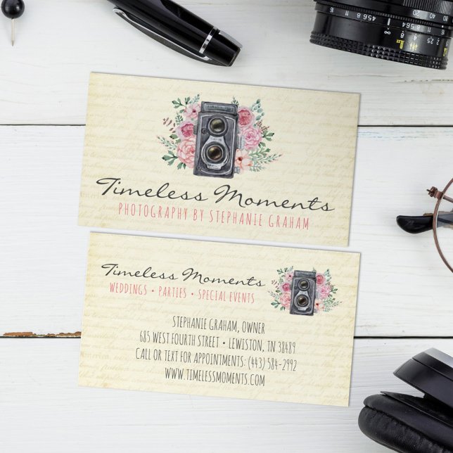 Vintage Photography Camera Rustic Photographer Business Card (Creator Uploaded)