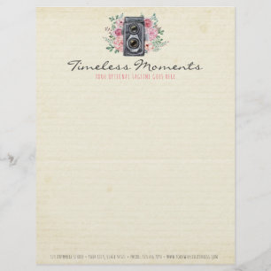 Vintage Photography Camera Rustic Photographer Personalized Letterhead