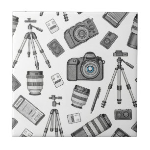 Vintage Photography Equipment Pattern Tile