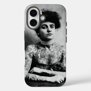 Vintage photography of a tattooed lady iPhone 16 case