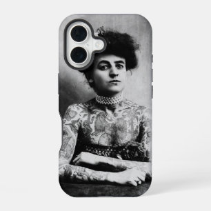 Vintage photography of a tattooed lady iPhone 16 case