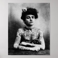 Vintage photography of a tattooed lady