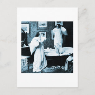 Vintage Photography Pillow Fight Postcard