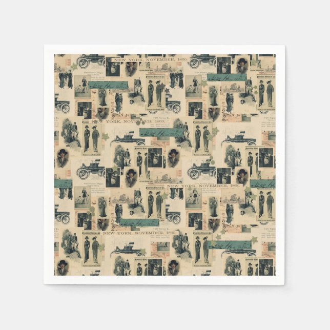 Vintage Photos 19th Century Collage Napkin (Front)