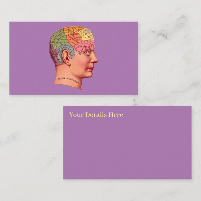 Vintage Phrenology Head Mind Brain Map Business Card (Front/Back)
