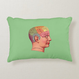 Vintage Phrenology Head Mind Brain Map Decorative Cushion
