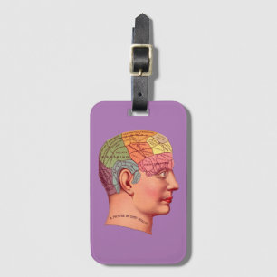 Vintage Phrenology Head Mind Brain Map Luggage Tag