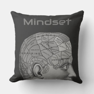 Vintage Phrenology Head Mind Mindset Brain Map Cushion