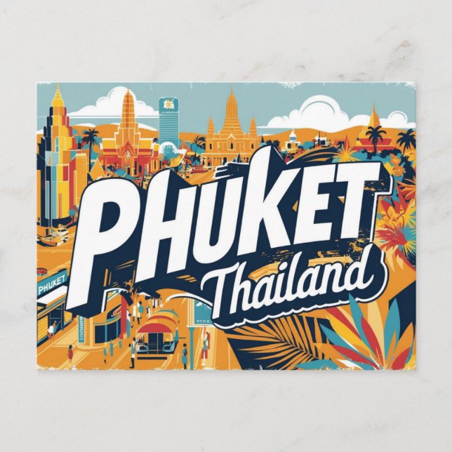 Vintage Phuket, Thailand Postcard (Front)