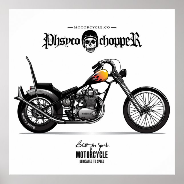Vintage Physco Chopper Motorcycle Poster (Front)