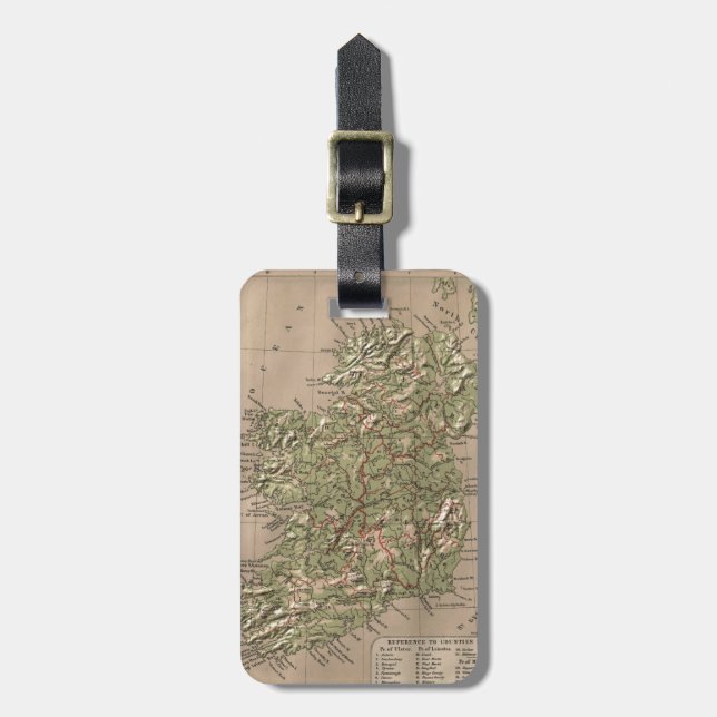 Vintage Physical Map of Ireland (1880) Luggage Tag (Front Vertical)