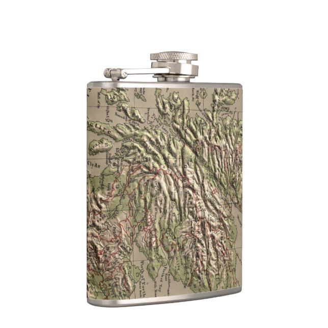Vintage Physical Map of Scotland (1880) Hip Flask (Right)