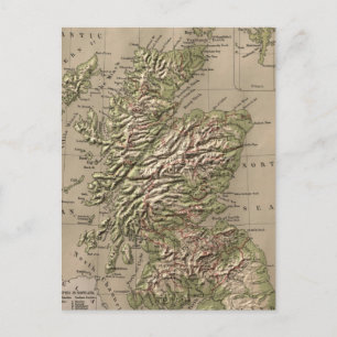 Vintage Physical Map of Scotland (1880) Postcard
