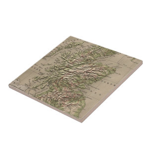 Vintage Physical Map of Scotland (1880) Tile