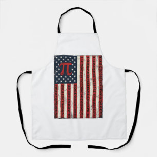 Vintage Pi American Flag Math Teacher Shirt Design Apron
