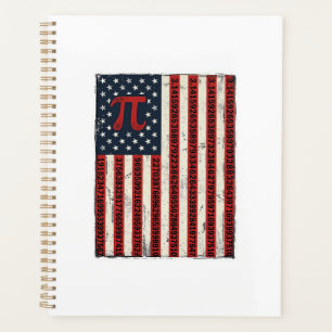 Vintage Pi American Flag Math Teacher Shirt Design Planner