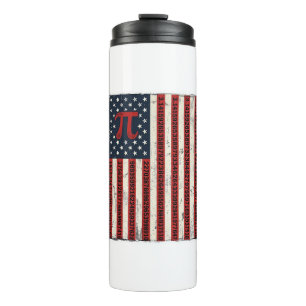 Vintage Pi American Flag Math Teacher Shirt Design Thermal Tumbler
