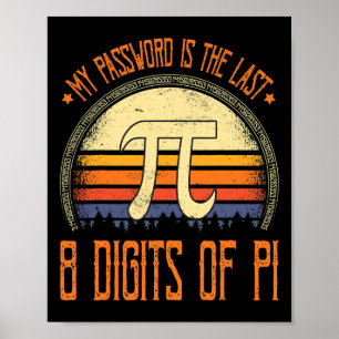 Vintage Pi Day Shirt My Pword Is The Last 8 Digits Poster