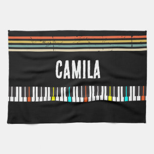 Vintage  Piano Keyboard Personalised Musician's Tea Towel