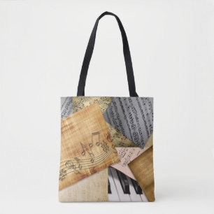 Vintage Piano Keys Musical Notes antique sheet Tote Bag