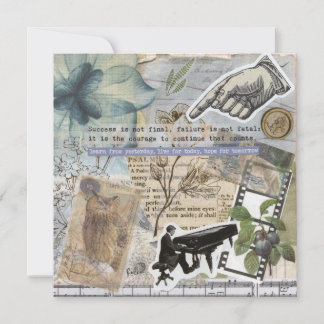 Vintage Piano Man Flat Greeting Card