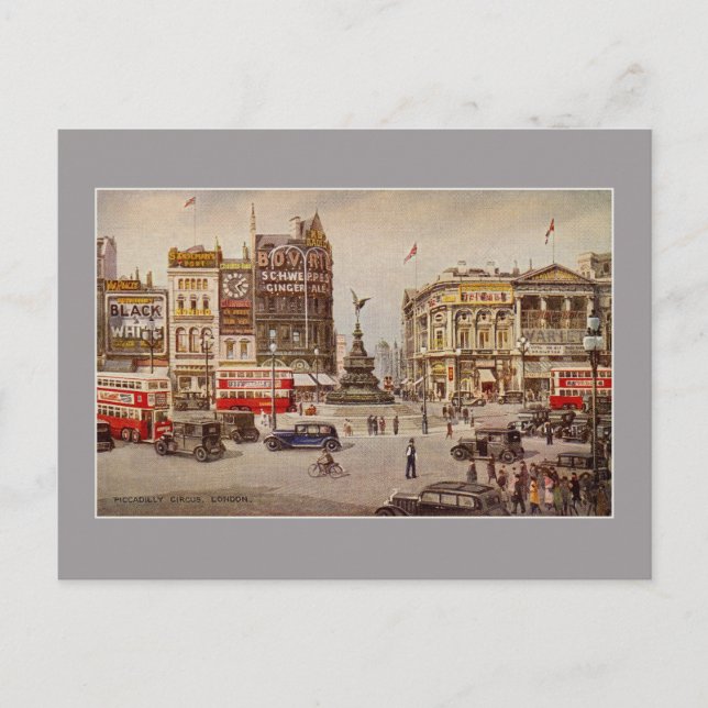 Vintage Piccadilly Circus London Postcard (Front)