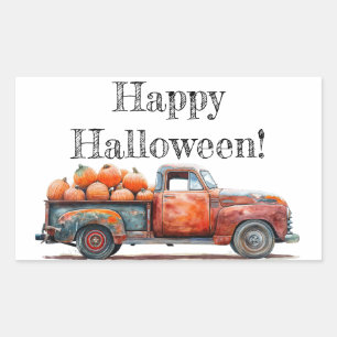 Vintage Pick-up Truck Pumpkin Harvest Rectangular Sticker