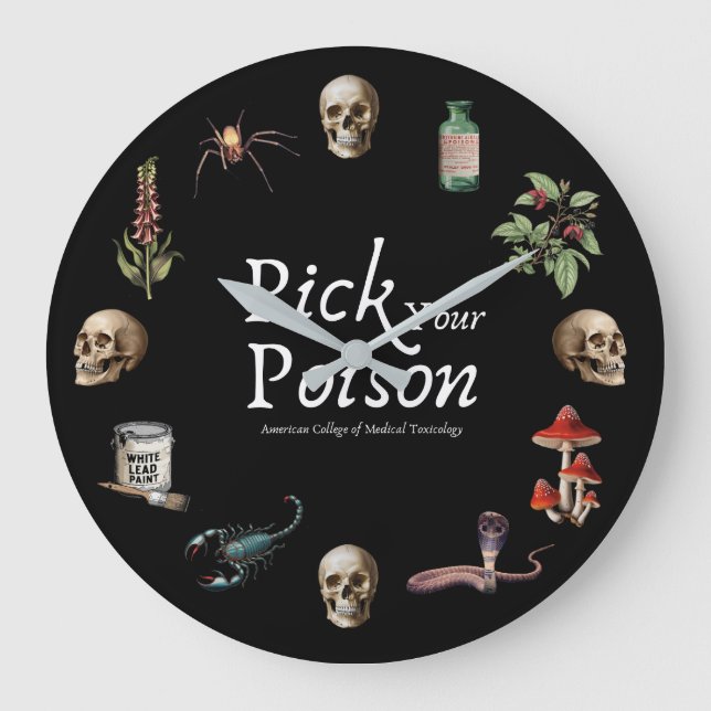 Vintage Pick Your Poison Clock Black (Front)