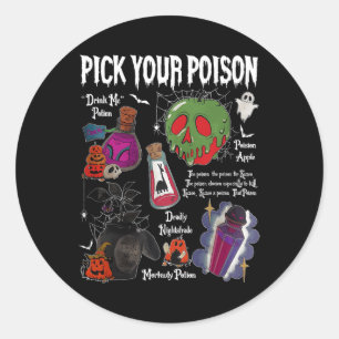 Vintage Pick Your Poison Halloween Party Spooky Classic Round Sticker