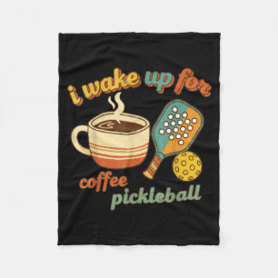 Vintage pickball wake up for cofee groovy fleece blanket