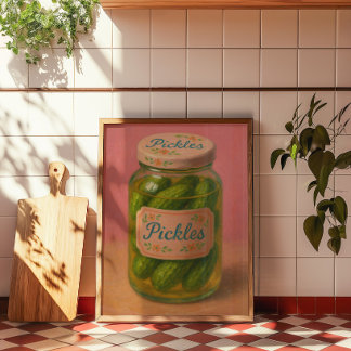 Vintage Pickle Jar Wall Art | Retro Kitchen Decor